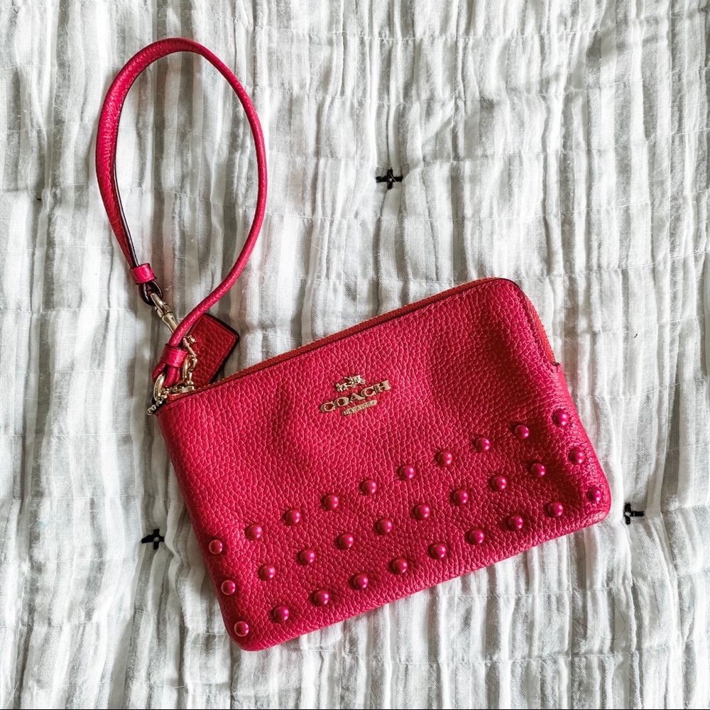 🎉SALE🎉 Studded Leather Coach Wristlet NWOT